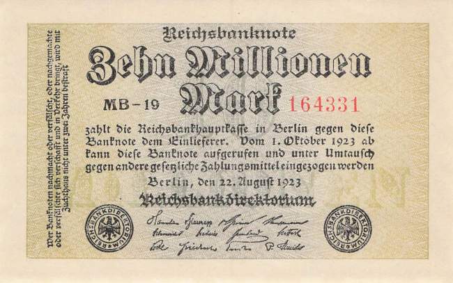 10 Millionen Mark 1923
